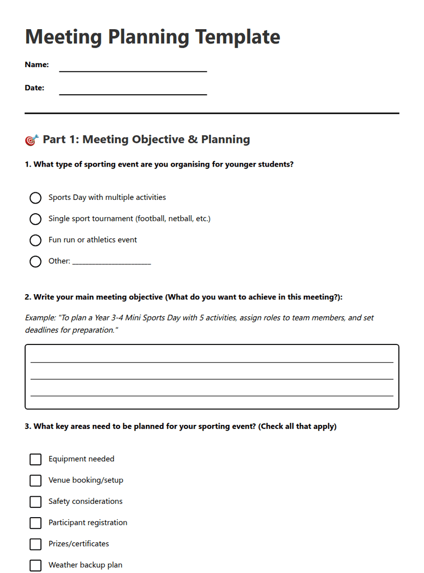 Meeting Planning Template