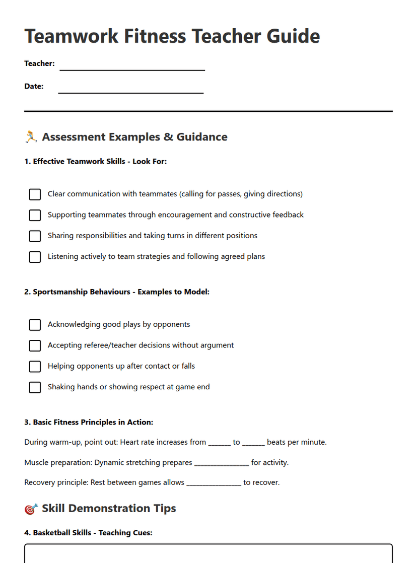 Teamwork Fitness Teacher Guide