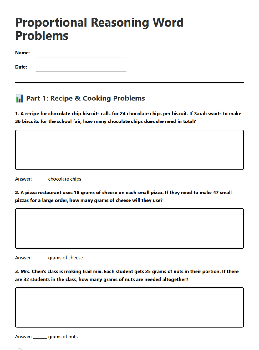 Proportional Reasoning Word Problems