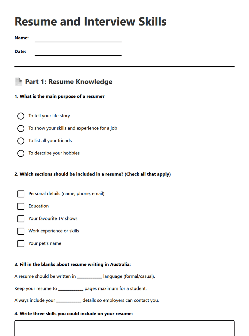 Resume and Interview Skills