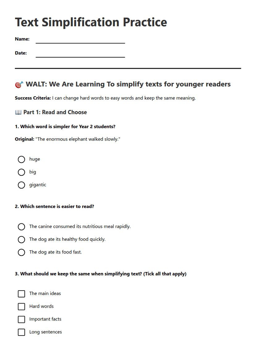 Text Simplification Practice