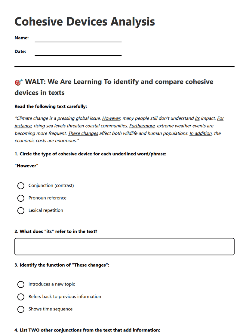 Cohesive Devices Analysis
