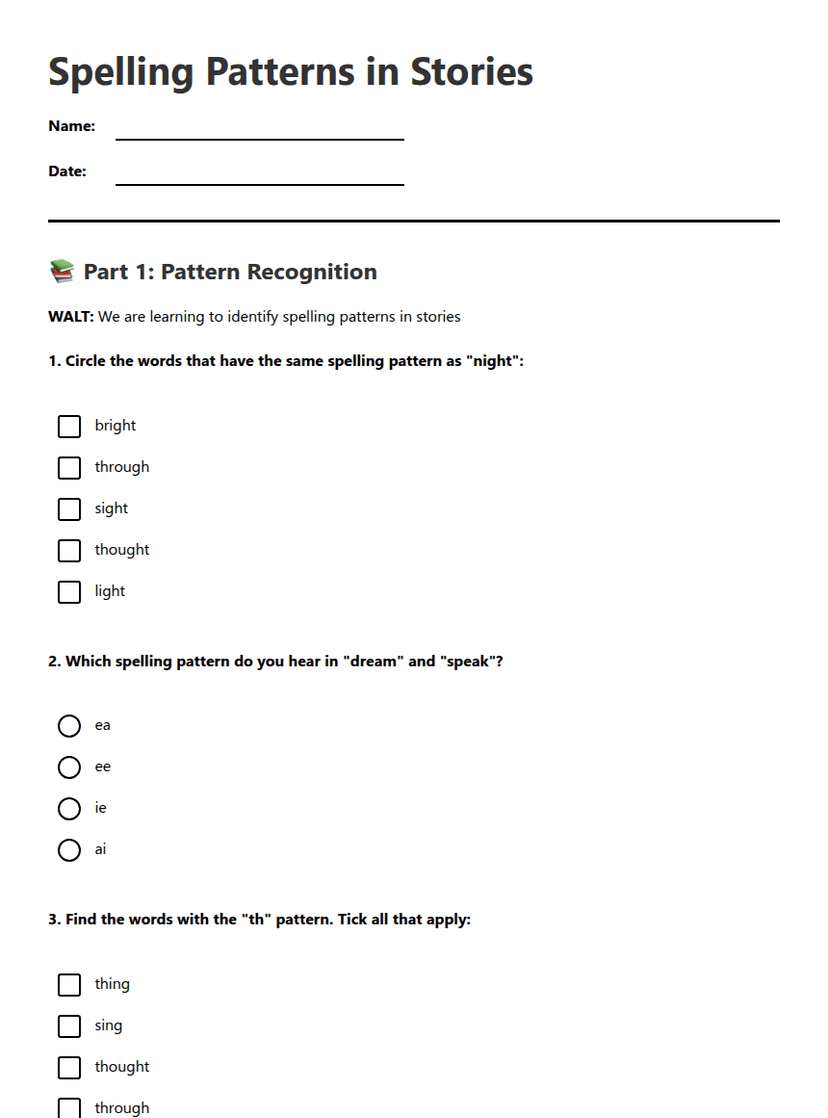 Spelling Patterns in Stories