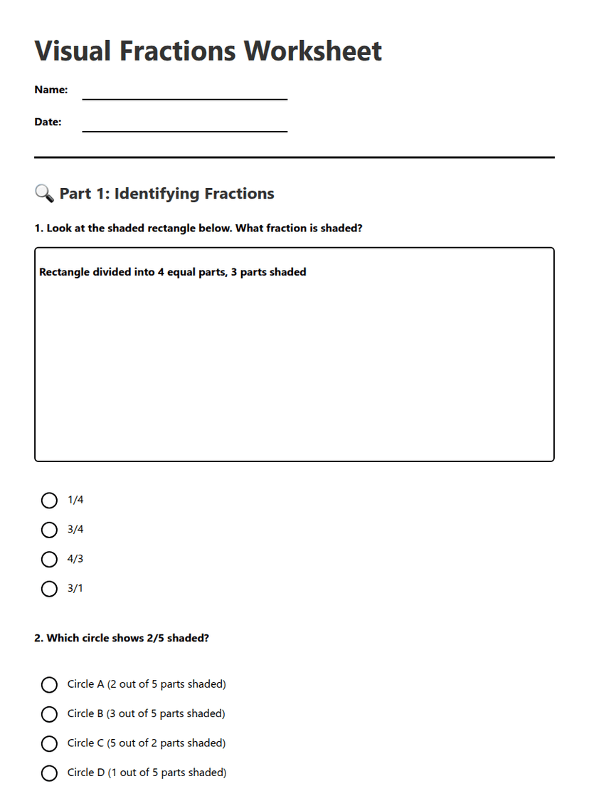 Visual Fractions Worksheet