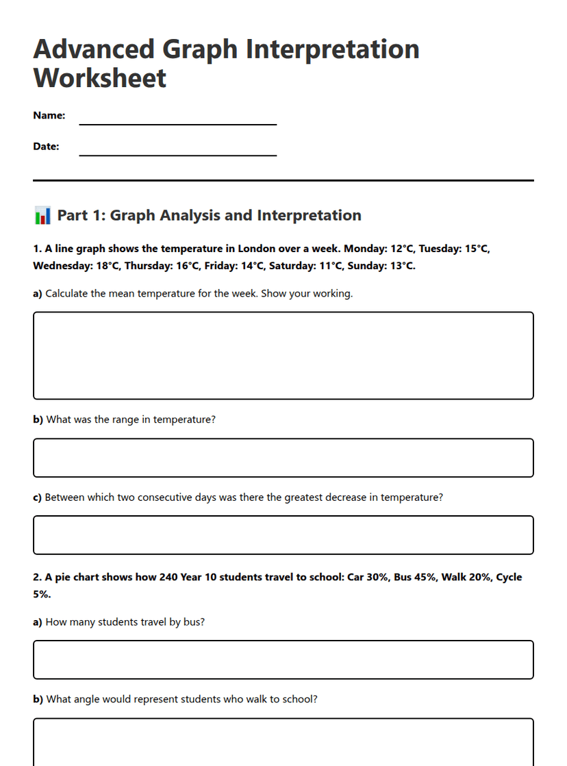 Advanced Graph Interpretation Worksheet