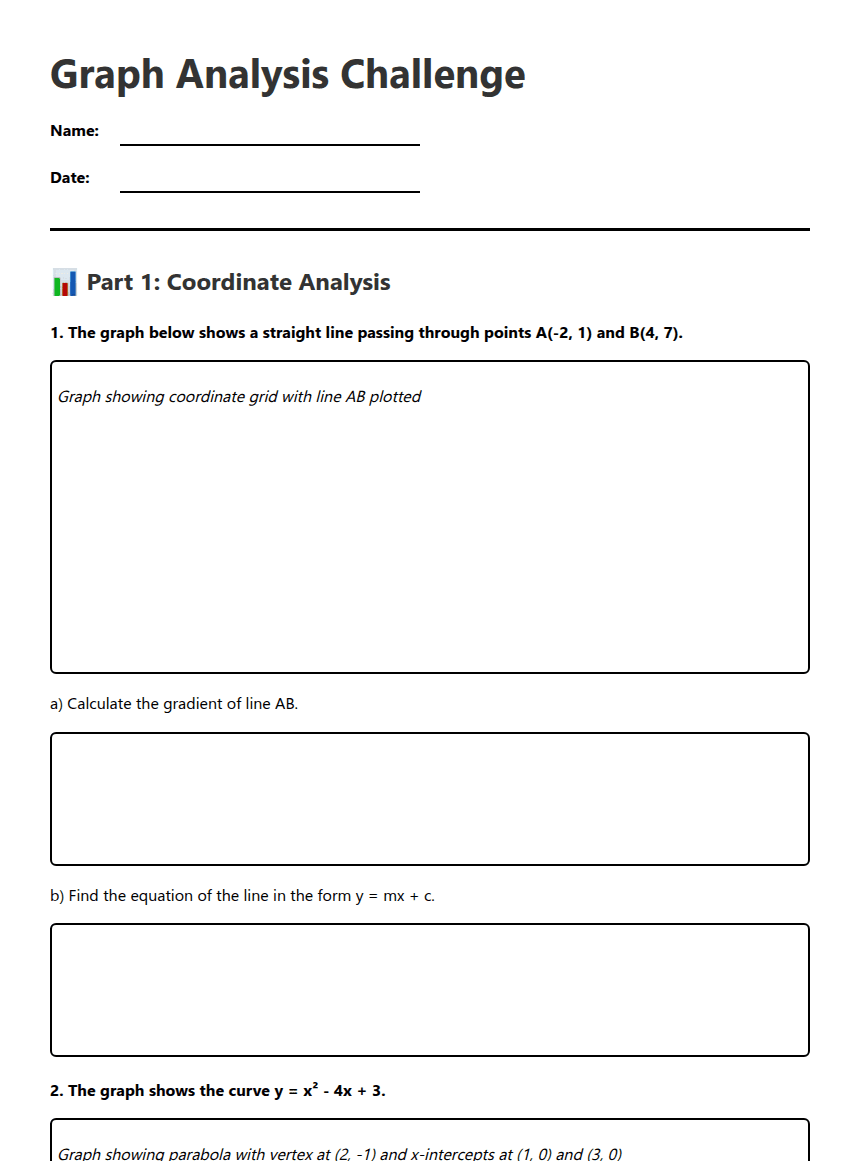 Graph Analysis Challenge worksheet preview