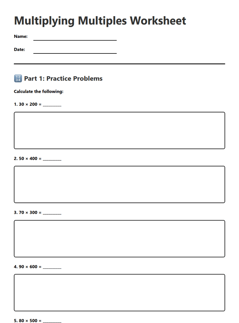 Multiplying Multiples Worksheet