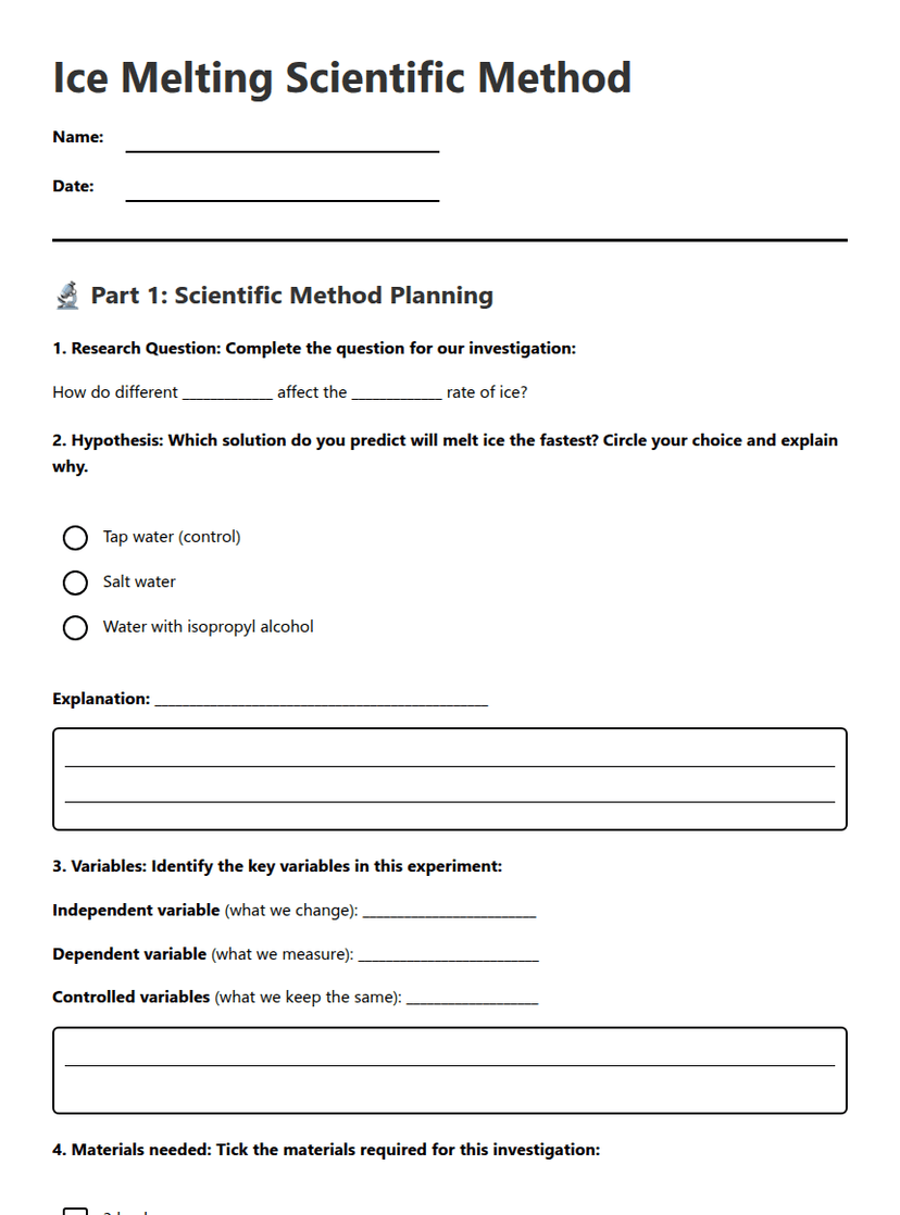 Ice Melting Scientific Method