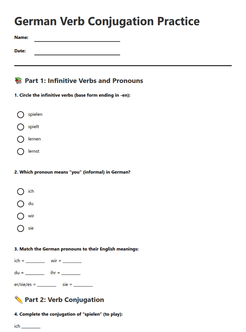 German Verb Conjugation Practice