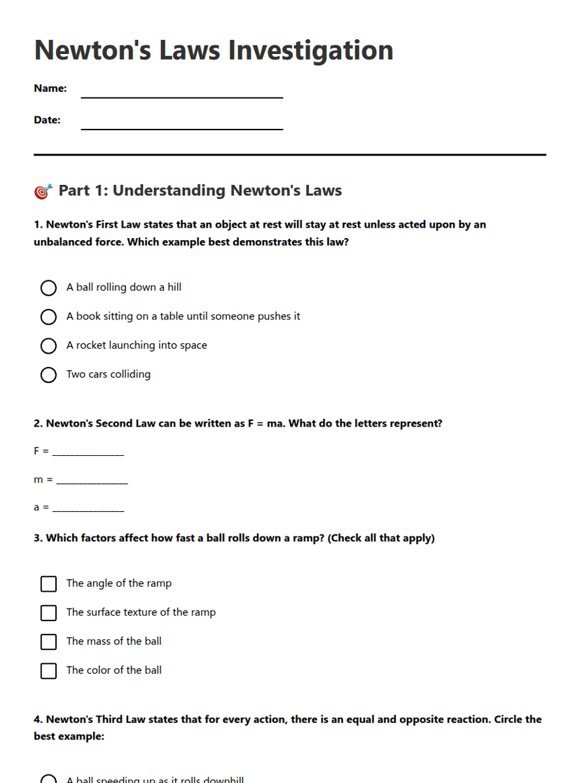 Newton's Laws Investigation