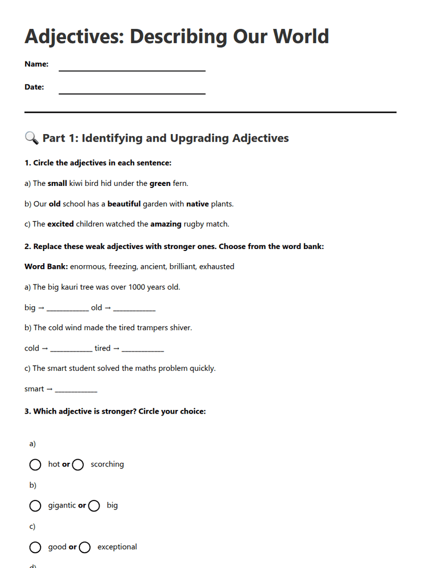 Adjectives: Describing Our World