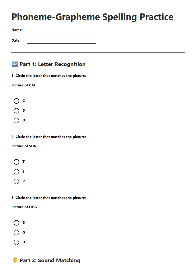 Phoneme-Grapheme Spelling Practice