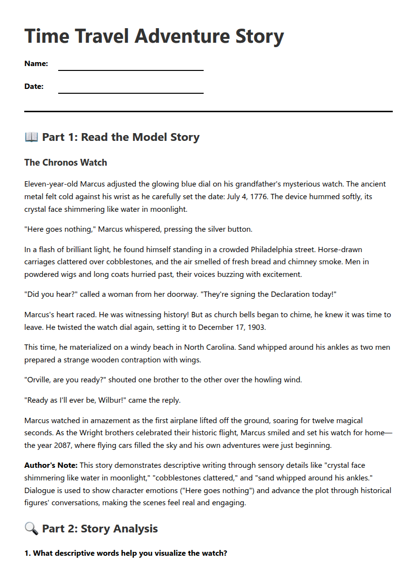 Time Travel Adventure Story