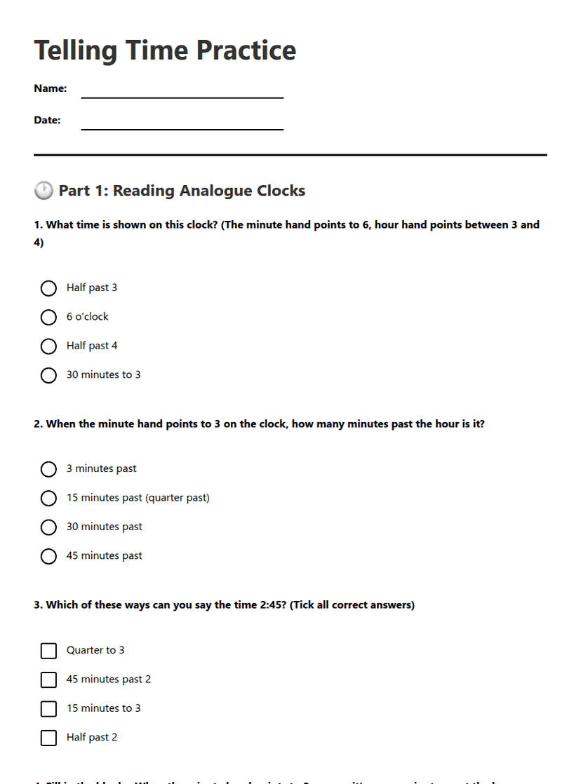 Telling Time Practice