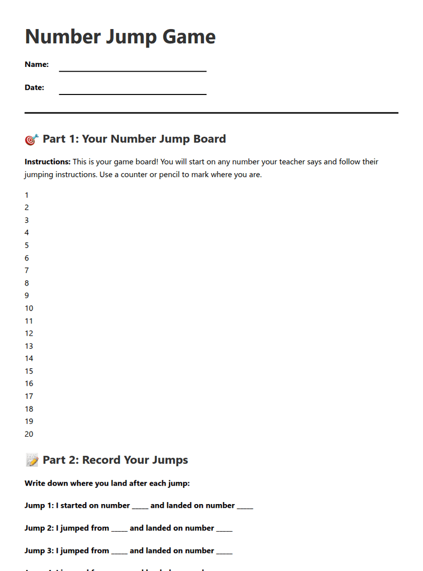Number Jump Game