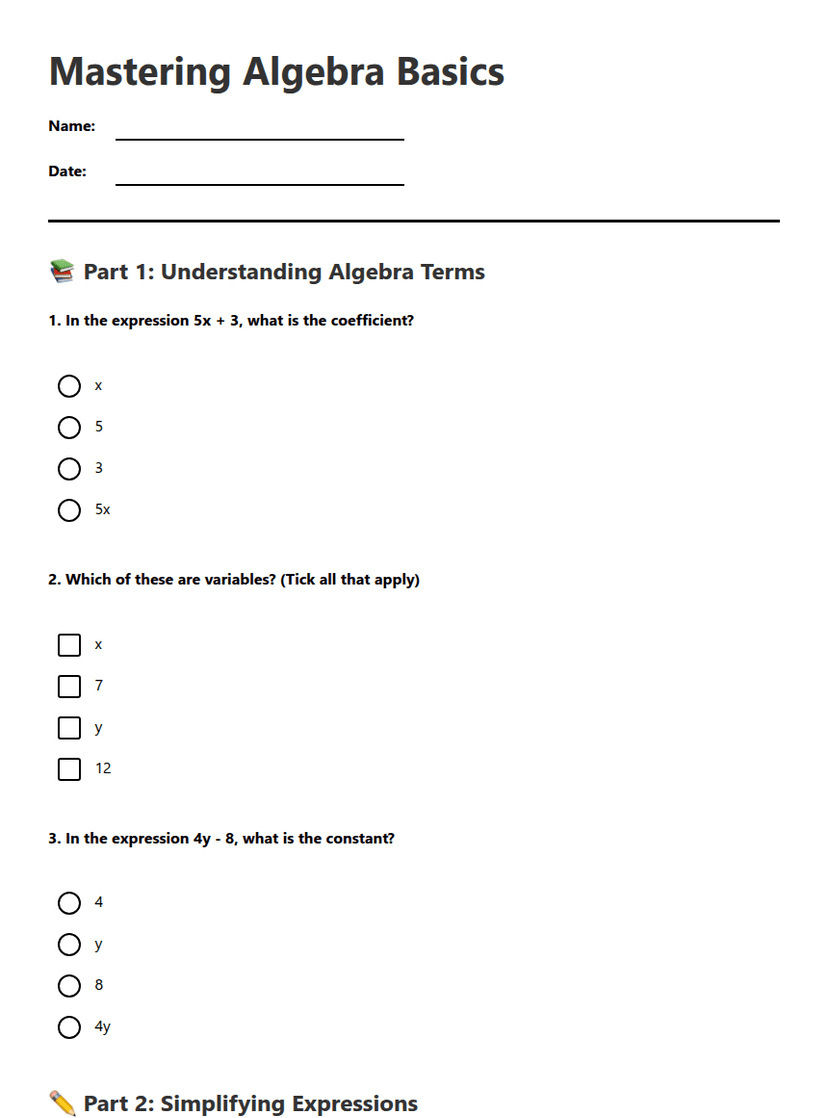 Mastering Algebra Basics