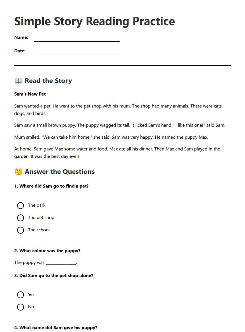 Simple Story Reading Practice