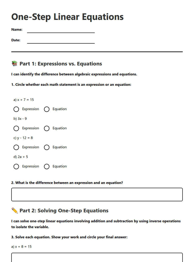 One-Step Linear Equations