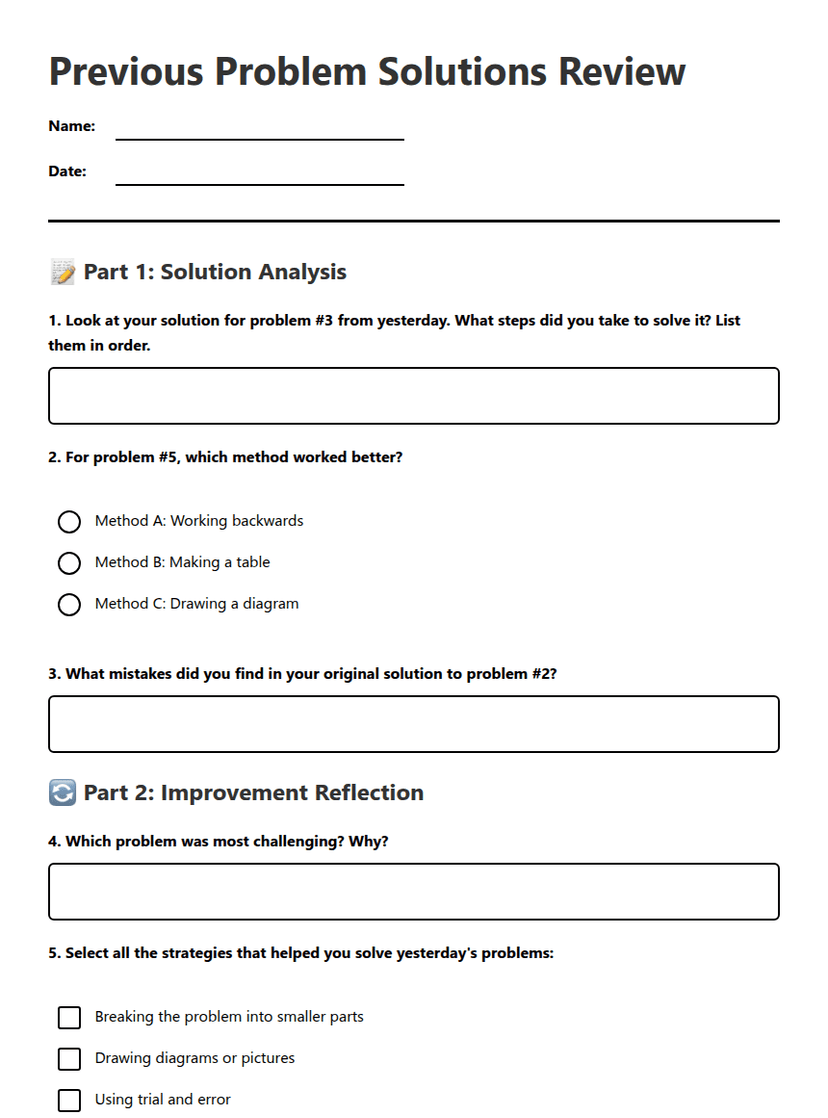 Previous Problem Solutions Review