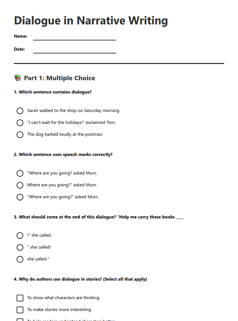 Dialogue in Narrative Writing