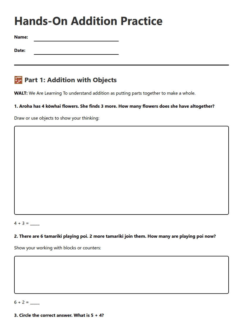 Hands-On Addition Practice