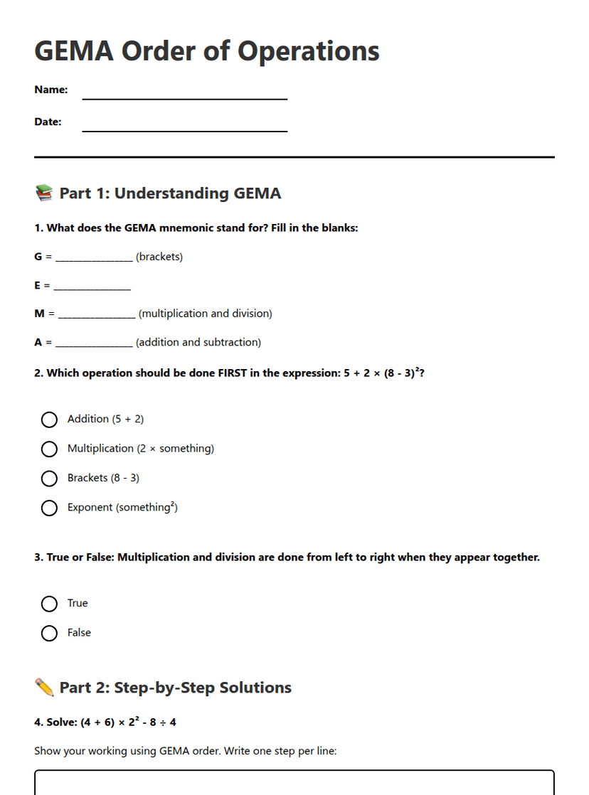 GEMA Order of Operations