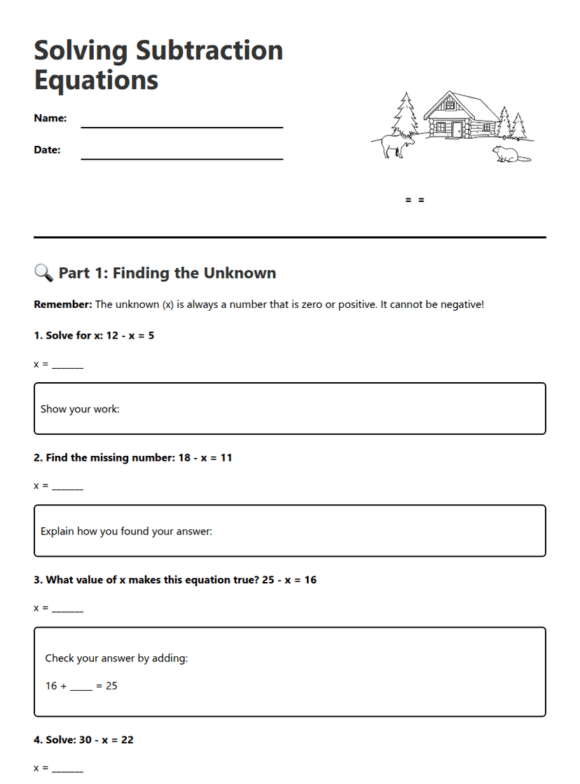 Solving Subtraction Equations