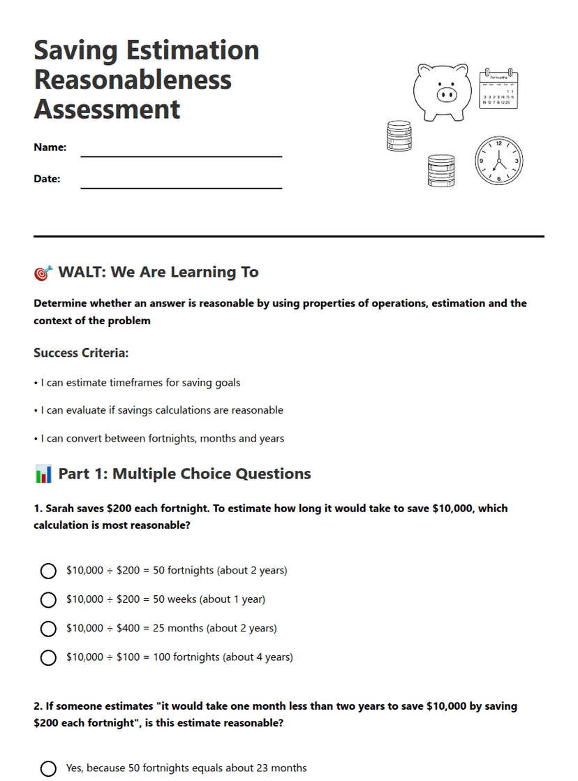 Saving Estimation Reasonableness Assessment