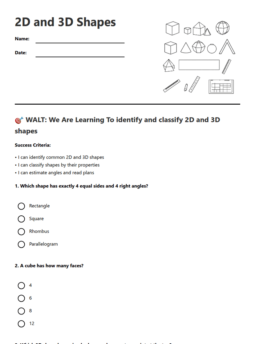 2D and 3D Shapes