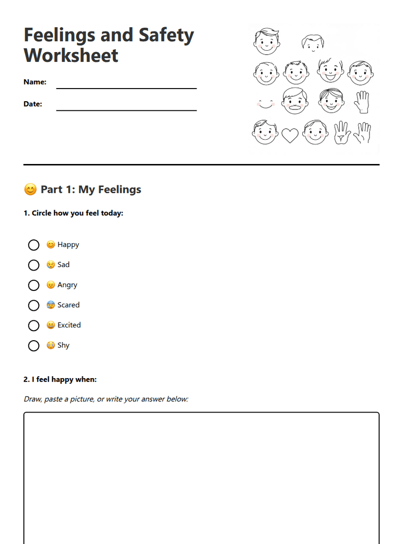 Feelings and Safety Worksheet