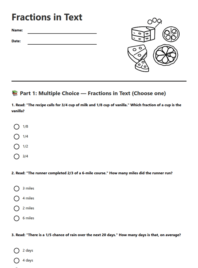 Fractions in Text