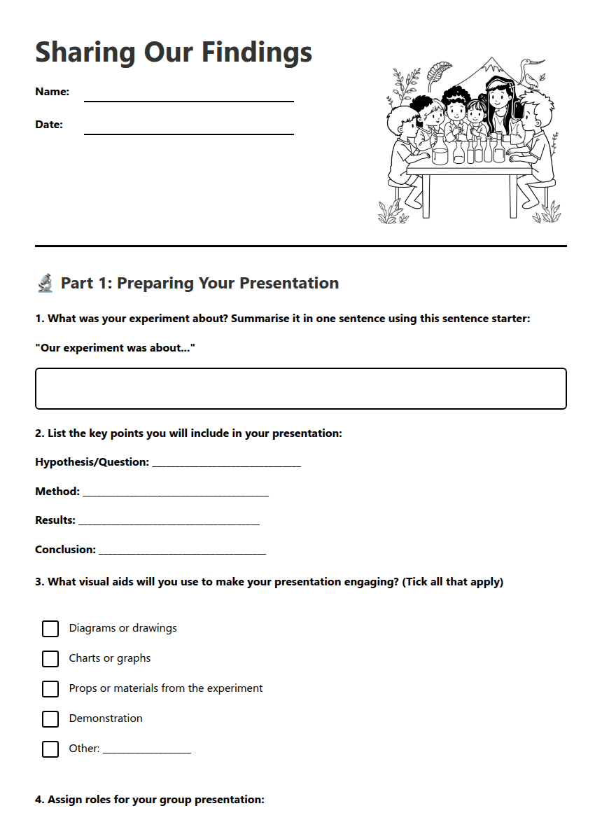 Sharing Our Findings worksheet preview