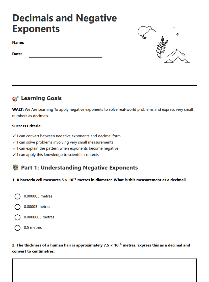 Decimals and Negative Exponents