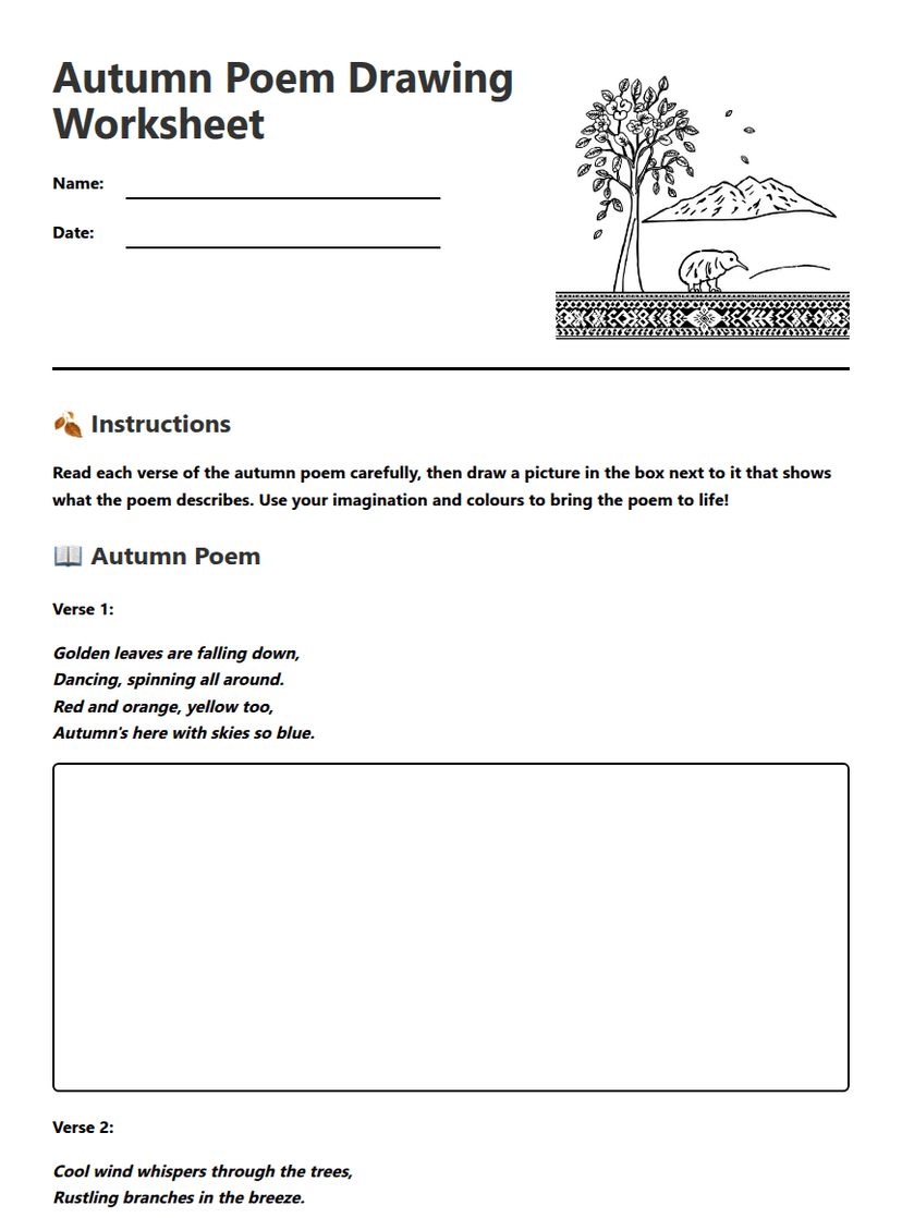 Autumn Poem Drawing Worksheet