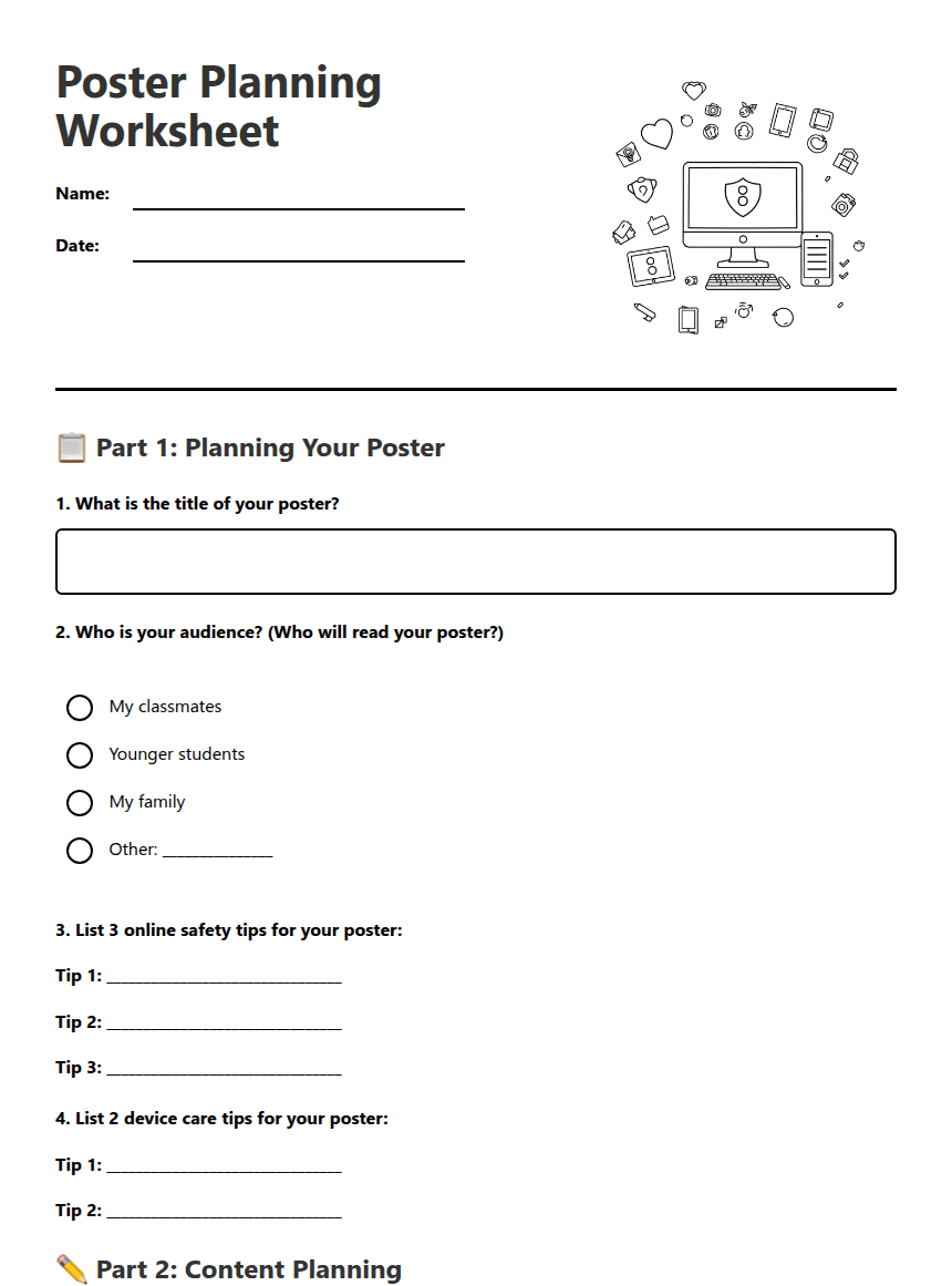 Poster Planning Worksheet worksheet preview
