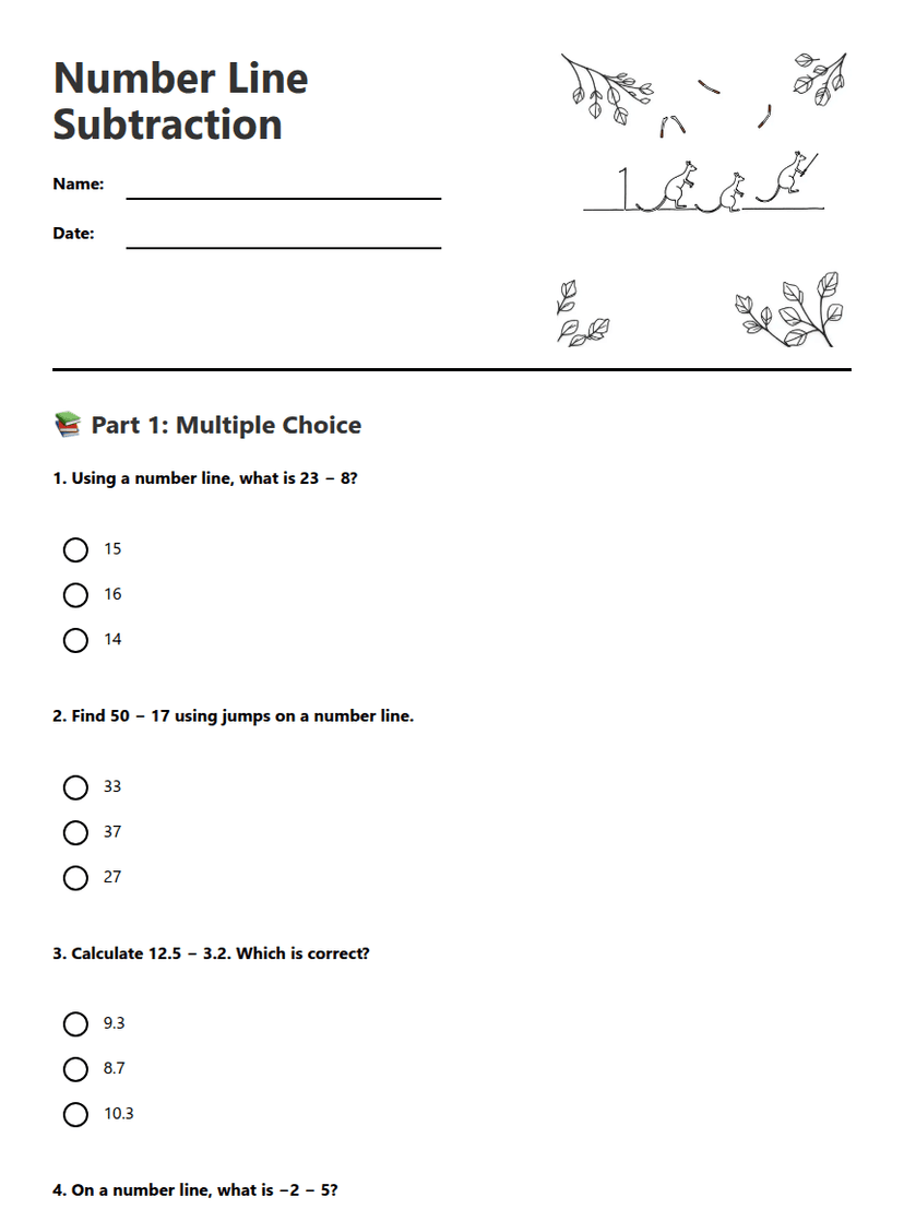Number Line Subtraction