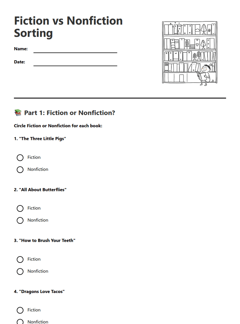 Fiction vs Nonfiction Sorting