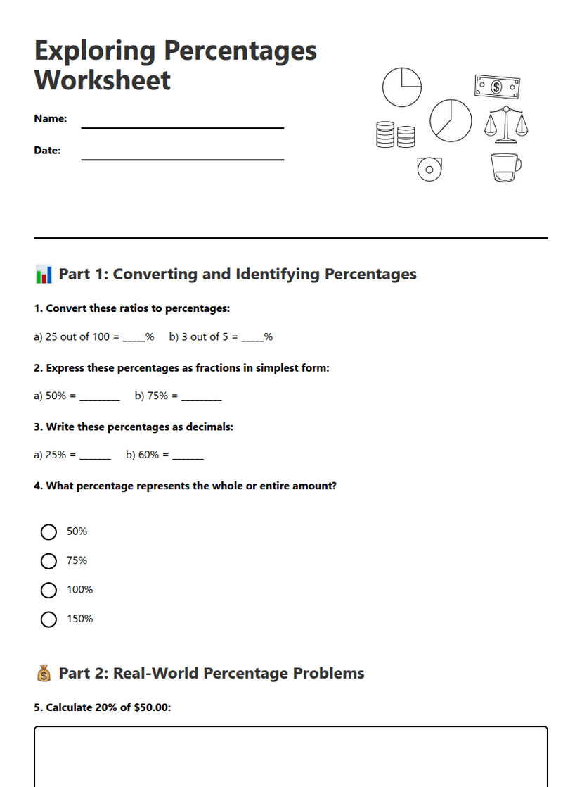 Exploring Percentages Worksheet