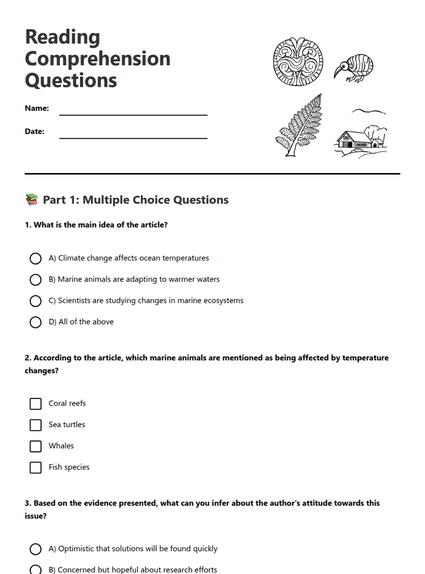 Reading Comprehension Questions