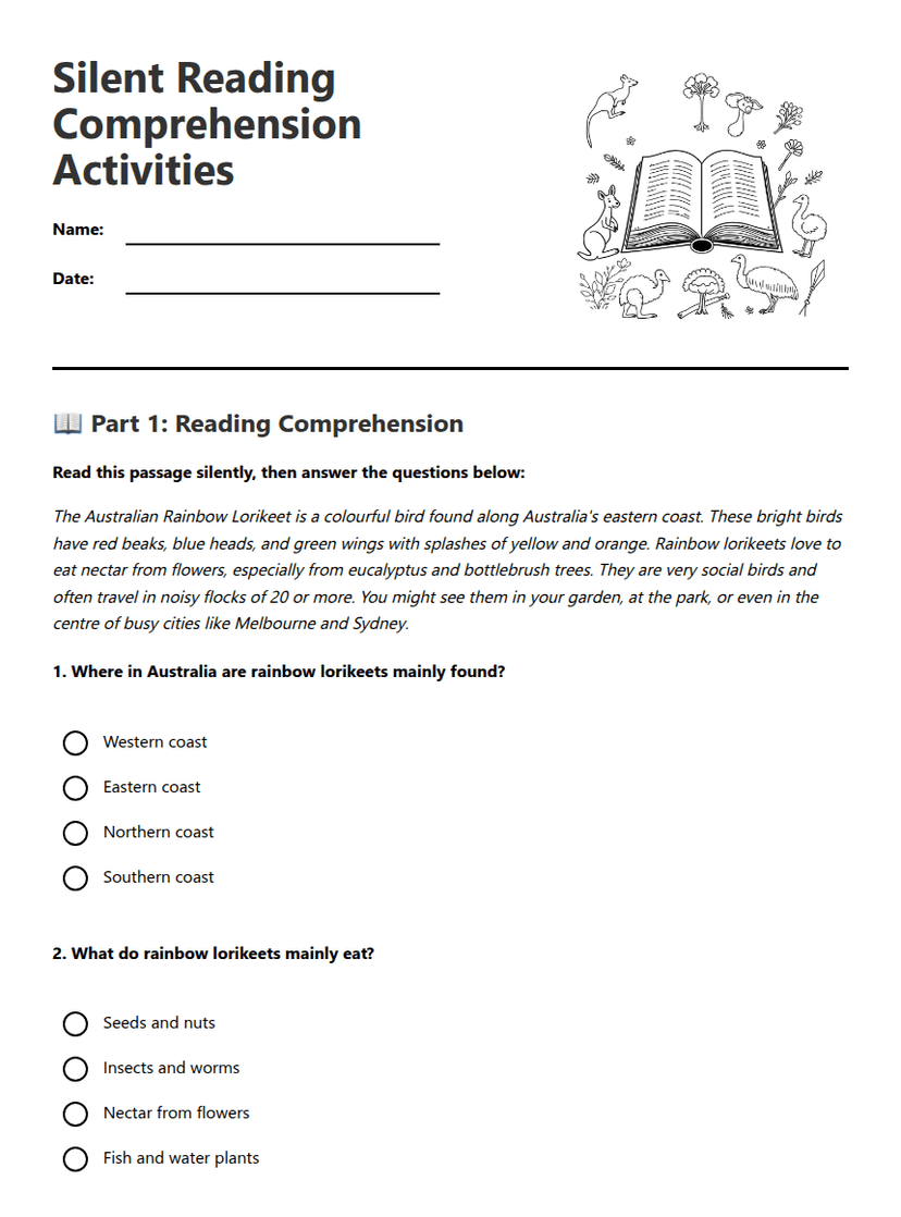 Silent Reading Comprehension Activities