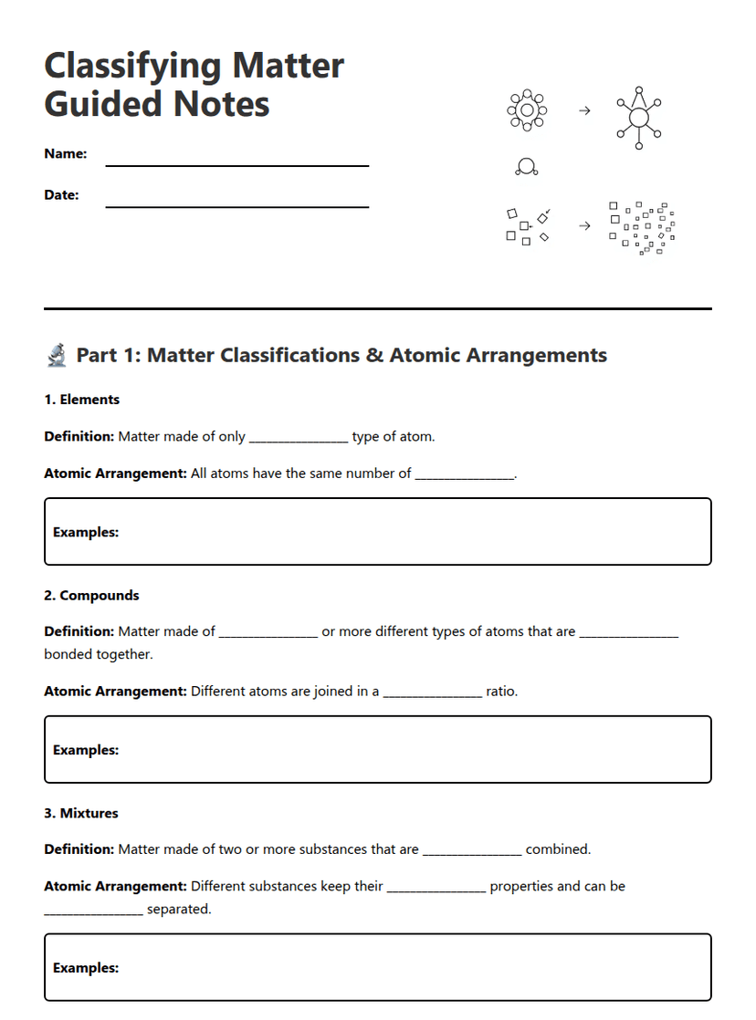 Classifying Matter Guided Notes