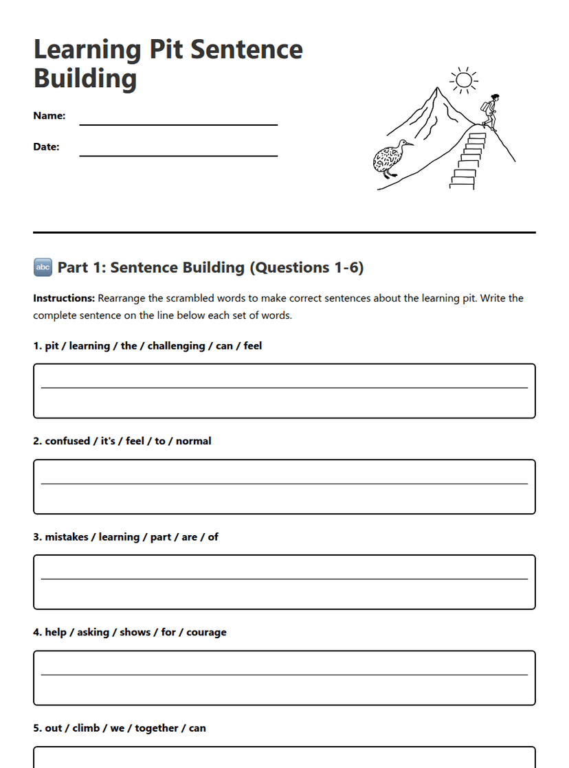 Learning Pit Sentence Building