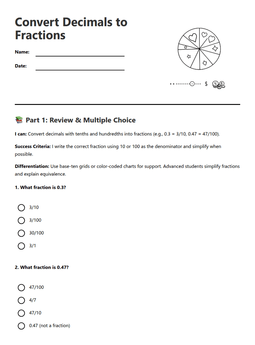 Convert Decimals to Fractions