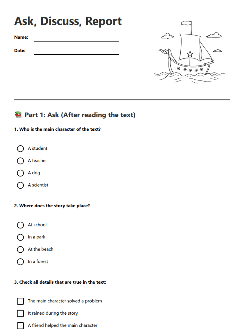 Ask, Discuss, Report