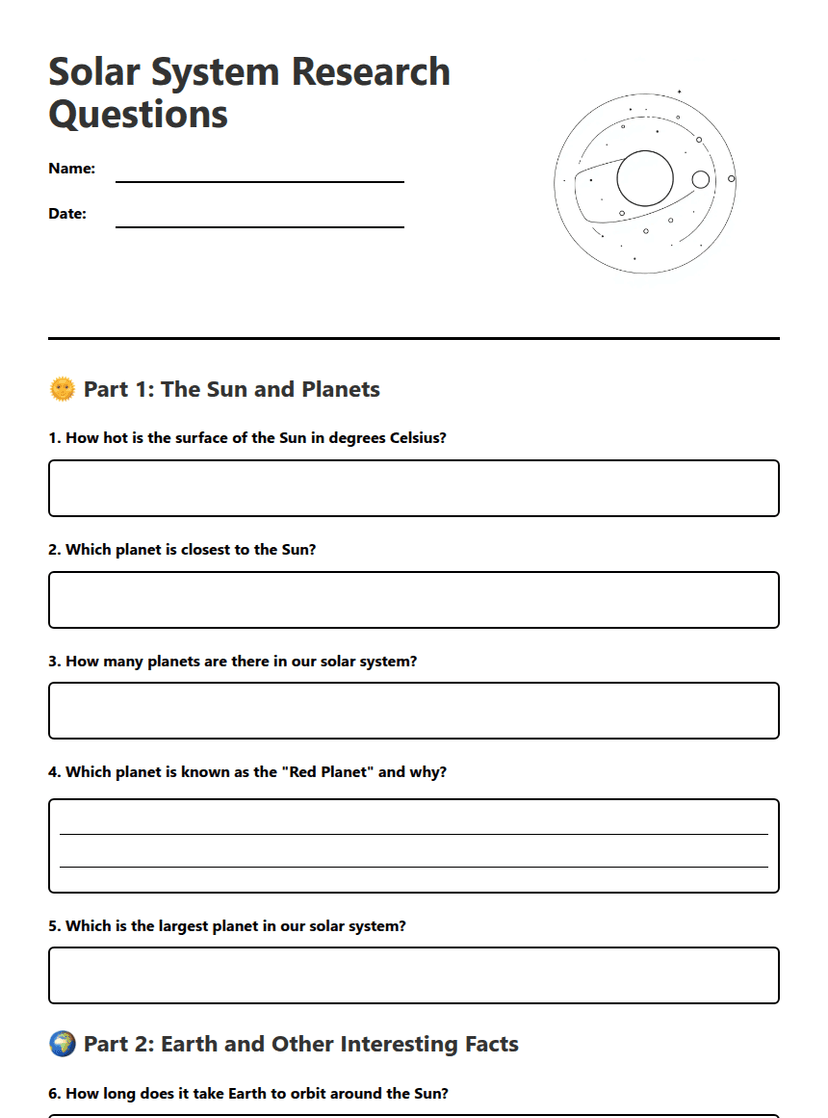 Solar System Research Questions