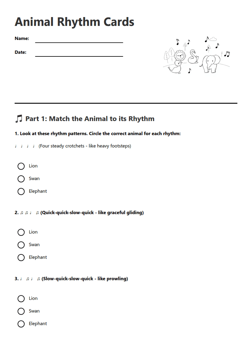 Animal Rhythm Cards