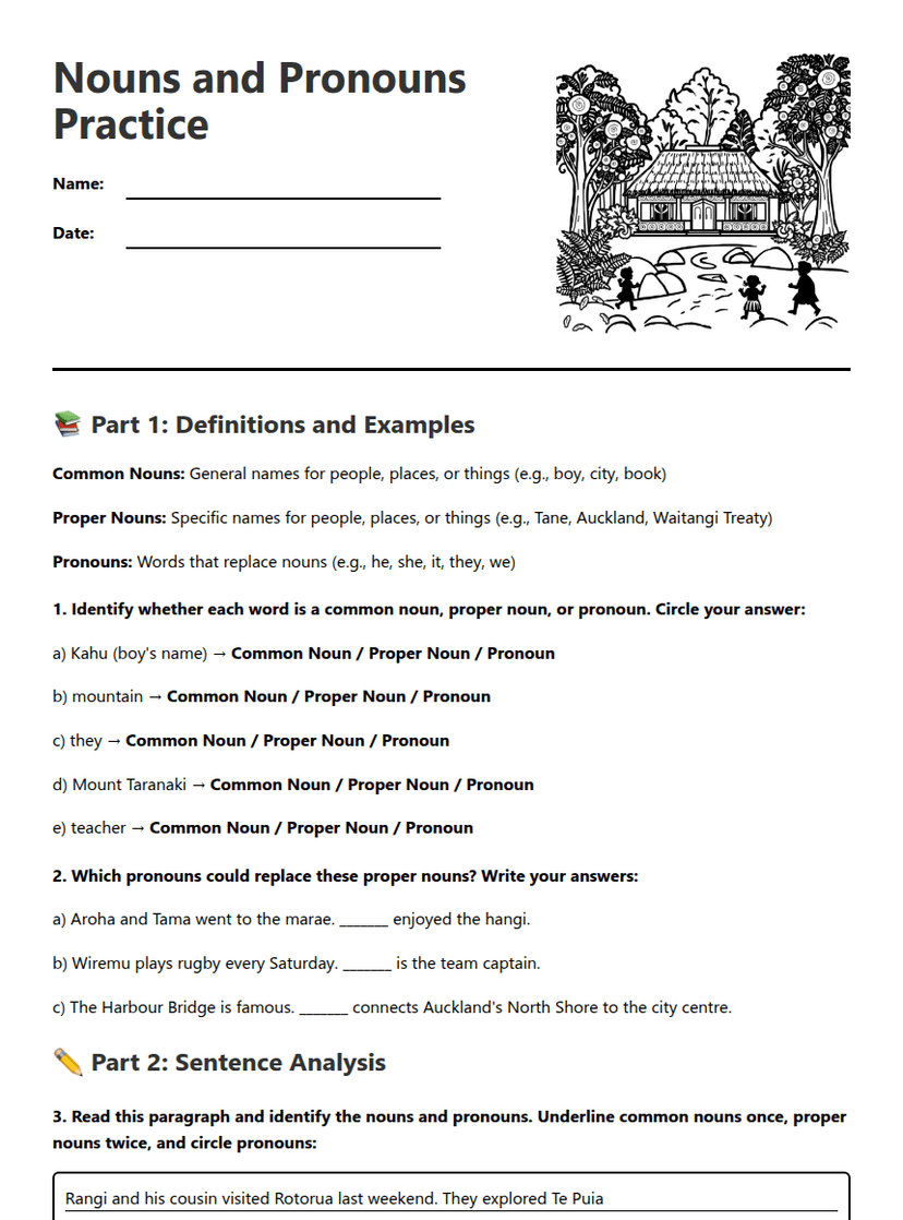 Nouns and Pronouns Practice