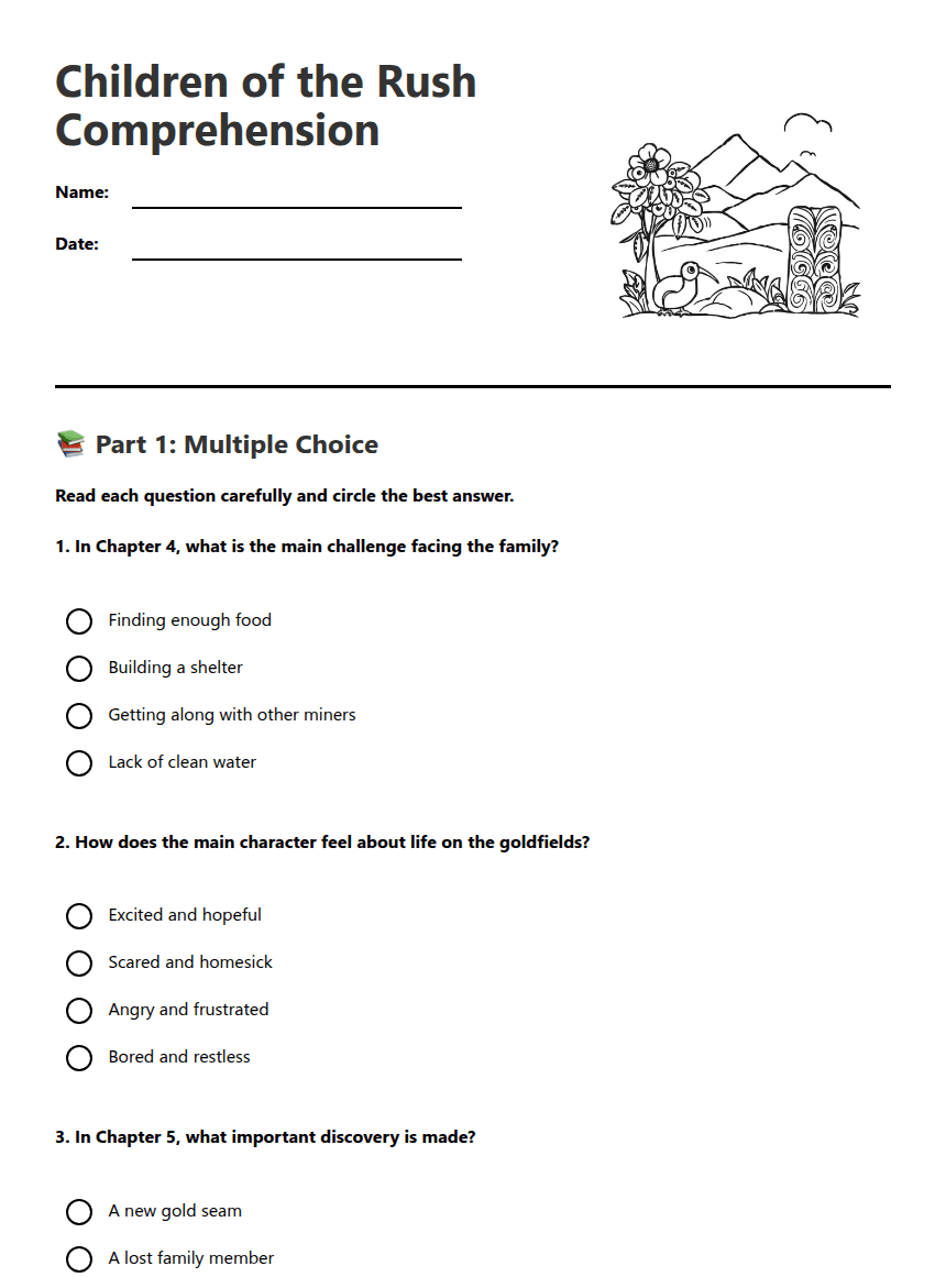 Children of the Rush Comprehension worksheet preview