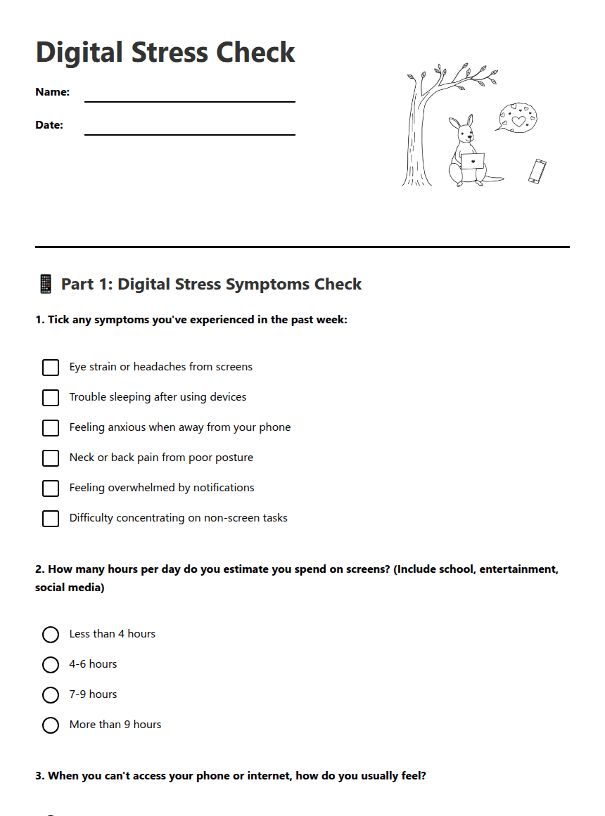Digital Stress Check worksheet preview