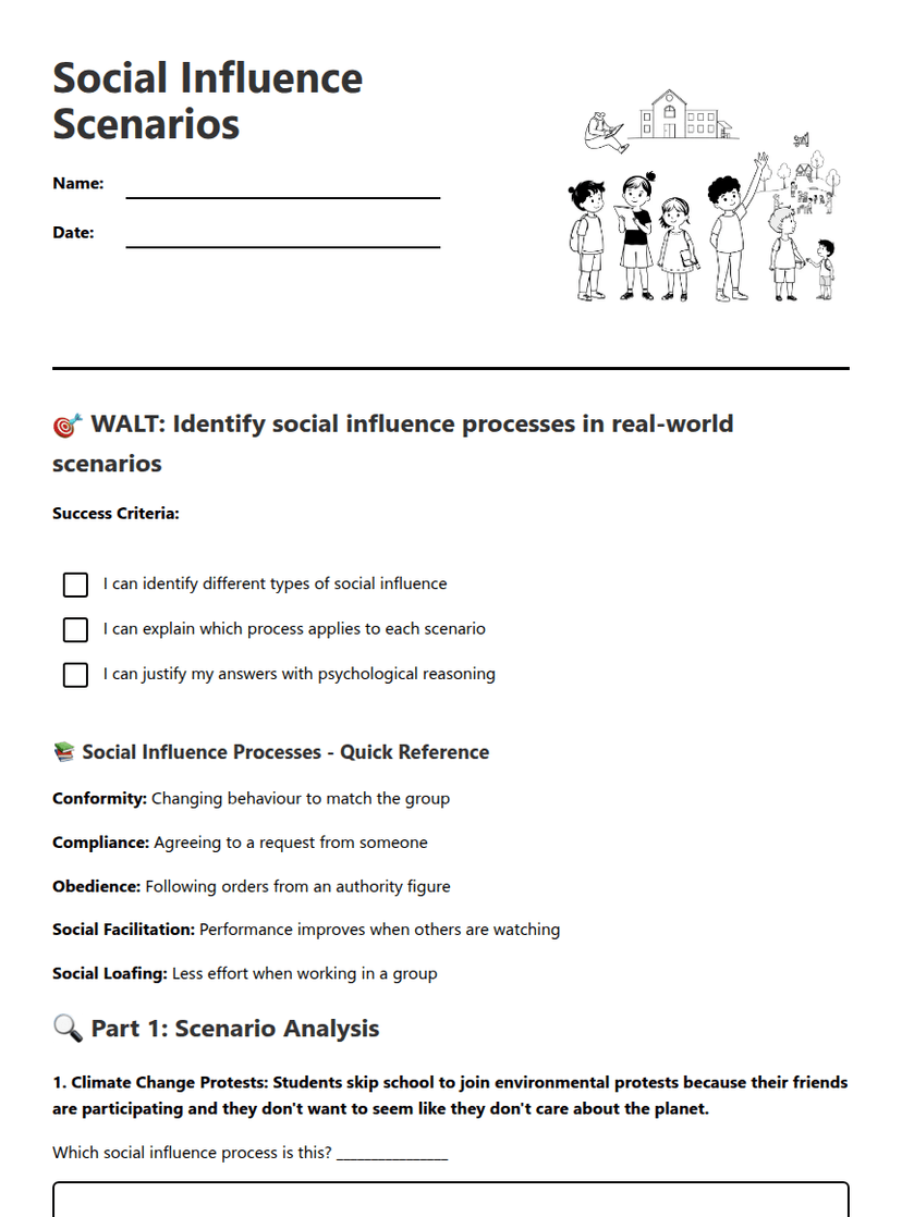 Social Influence Scenarios
